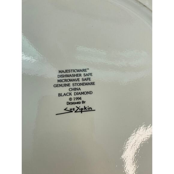 Vintage Majesticware Black Diamond by Sakura, Sue Zipkin 1994, chop plates set/2 - Picture 3 of 4